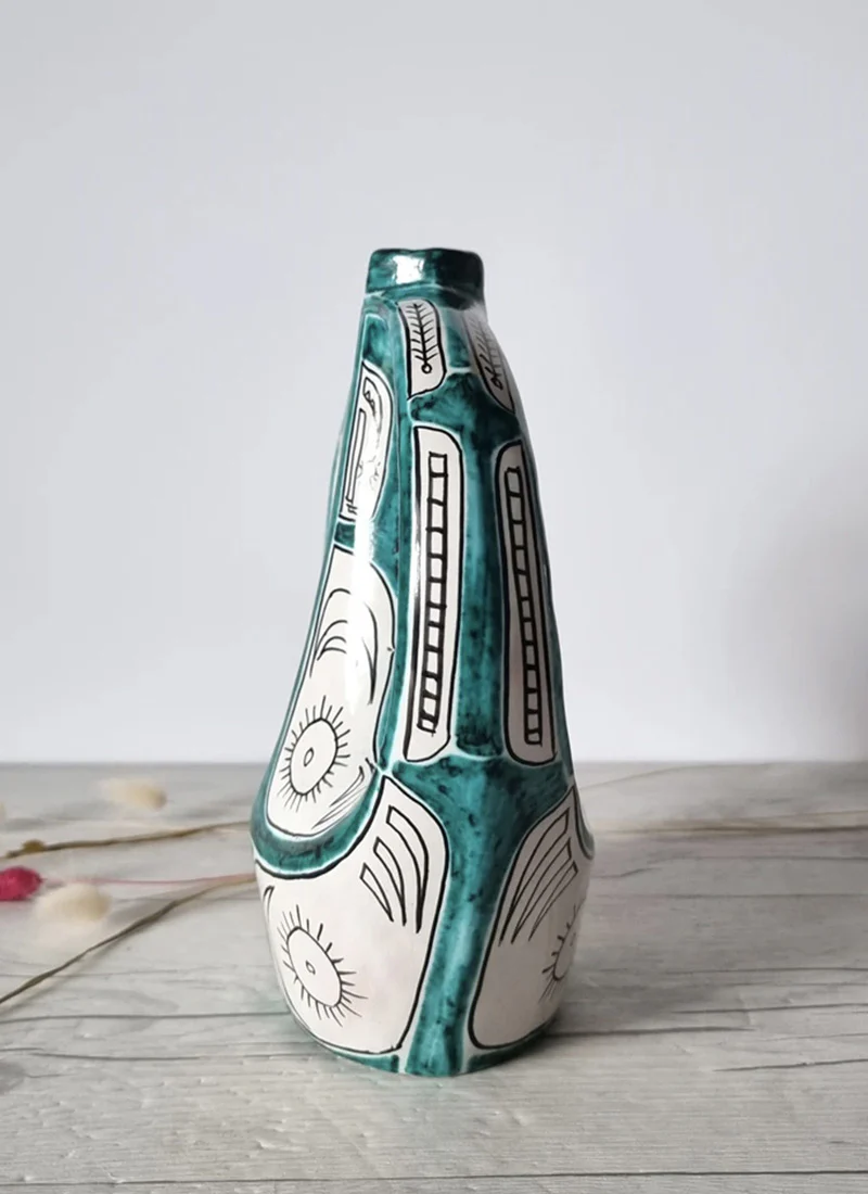 1950s Igor Studio, Santo Stefano Di Camastra, Twin Handle Sculpture Vase - Image 3