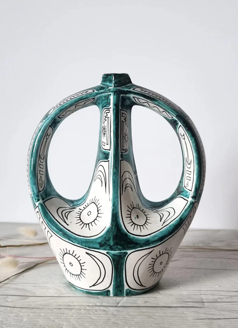 1950s Igor Studio, Santo Stefano Di Camastra, Twin Handle Sculpture Vase - Image 4