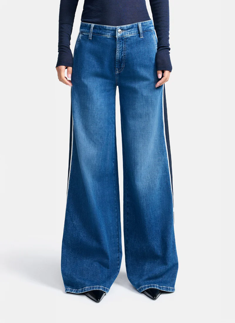Alek Side Stripe Wide Leg Jeans