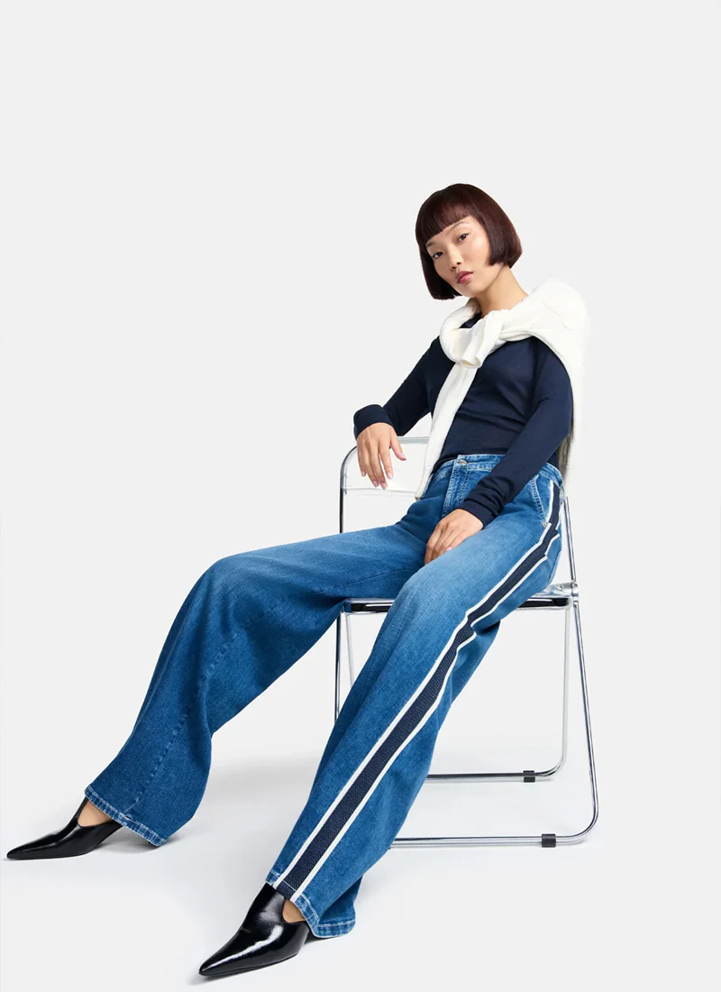 Alek Side Stripe Wide Leg Jeans - Image 5