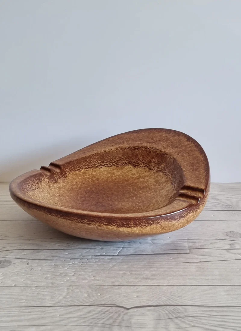 Bertoncello Ceramiche Screziato Tabacco Glaze Sculptured Soft Twist Dish, 1960s-80s - Image 3