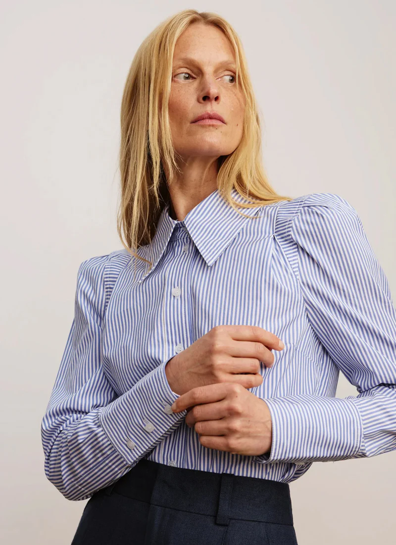 Box Pleat Shirt Blue Stripe - Image 4