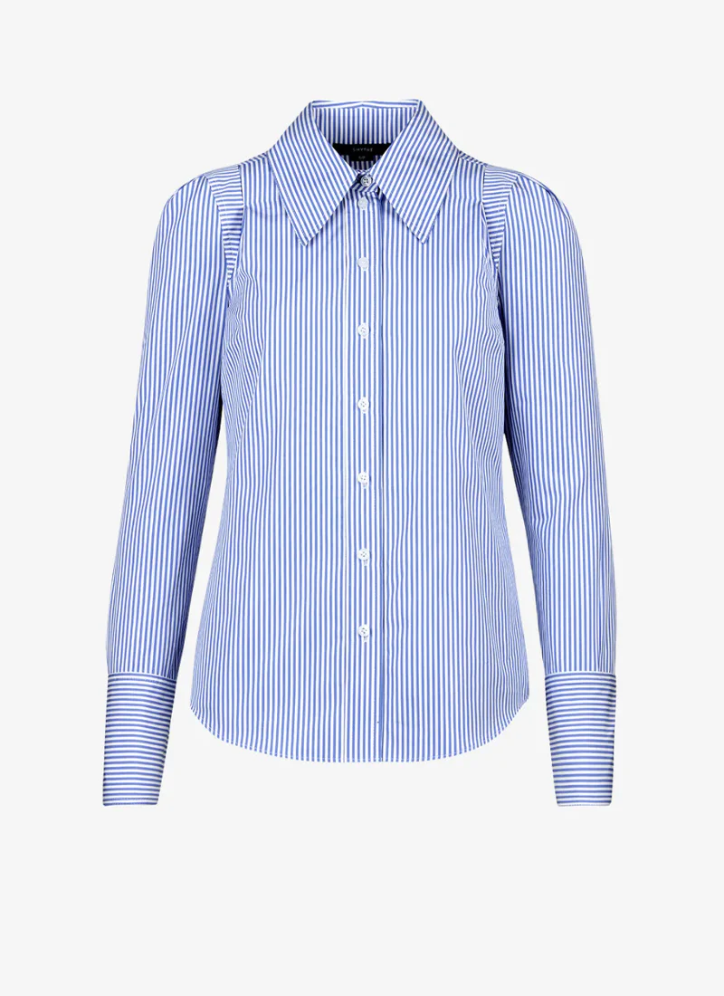 Box Pleat Shirt Blue Stripe - Image 7