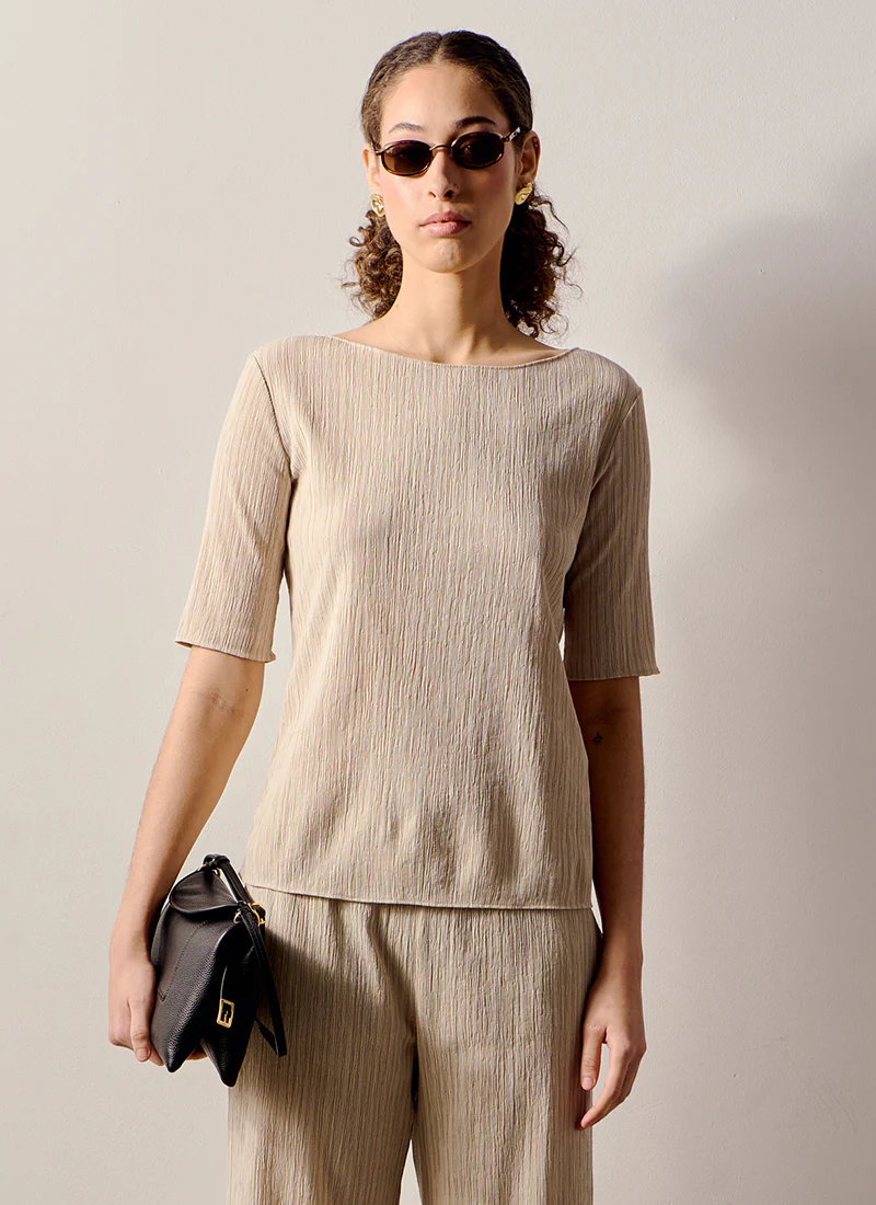 Caraibi Plissé Short Sleeve Top