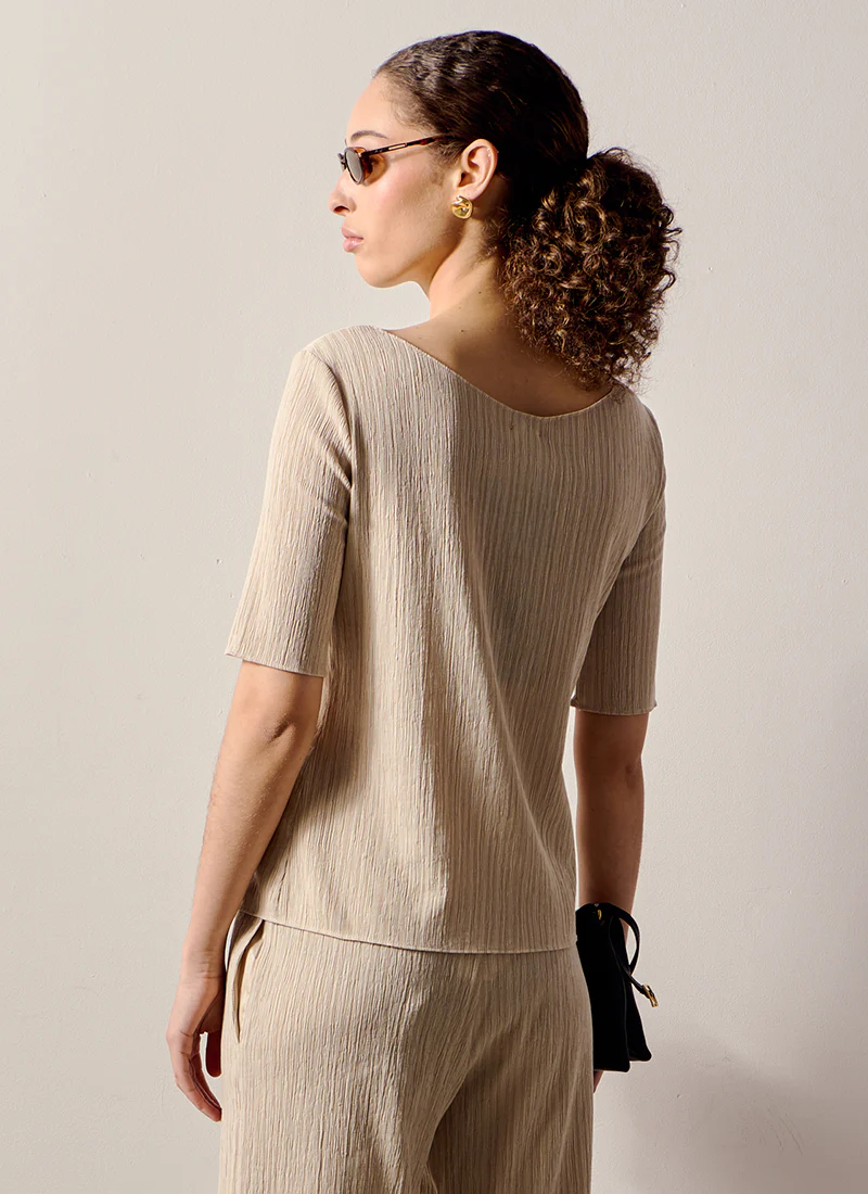 Caraibi Plissé Short Sleeve Top - Image 2