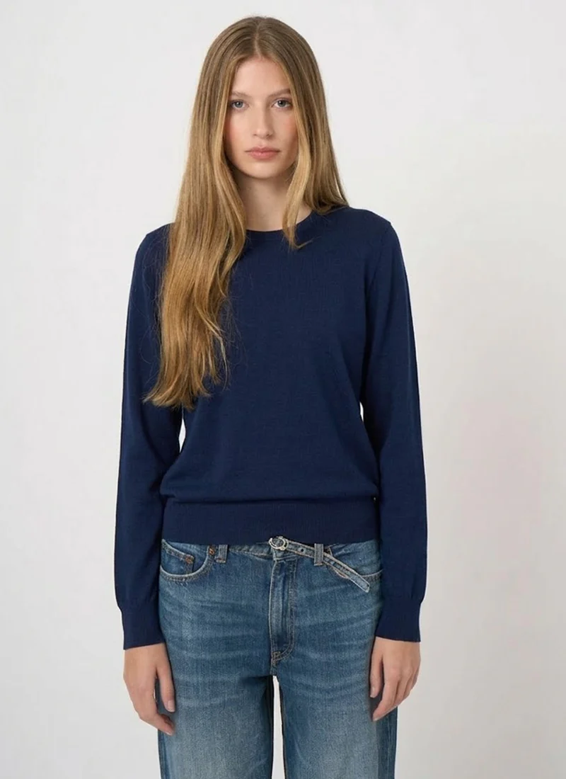 Cotton Knitted Crew Neck Sweater