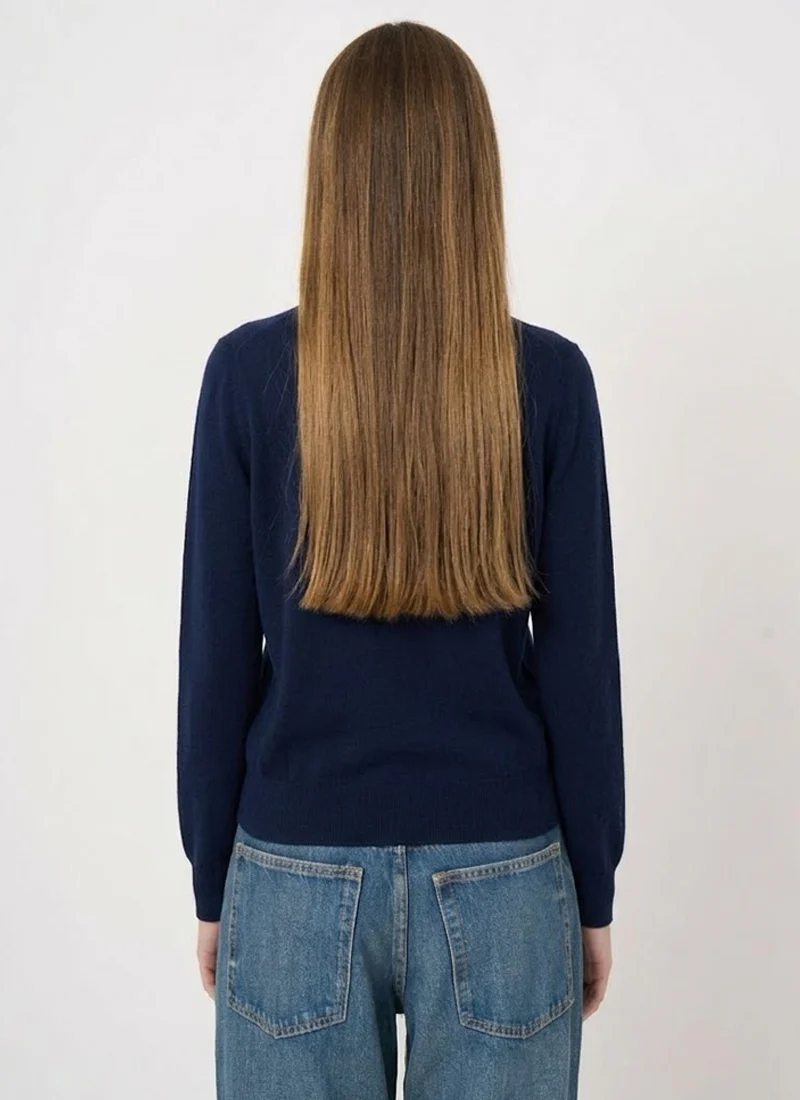 Cotton Knitted Crew Neck Sweater - Image 2