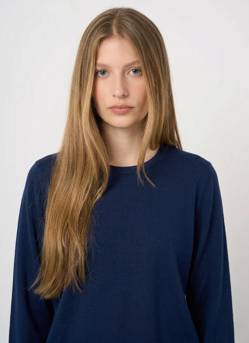 Cotton Knitted Crew Neck Sweater - Image 3