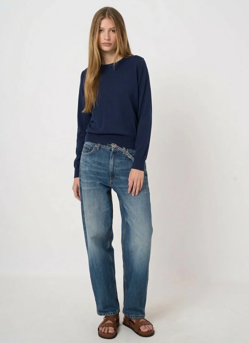 Cotton Knitted Crew Neck Sweater - Image 4