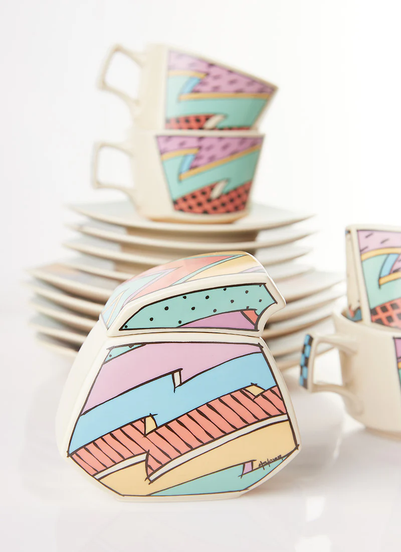 Dorothy Hafner Iconic Postmodern Tea Set for 5, 1980s - Image 5