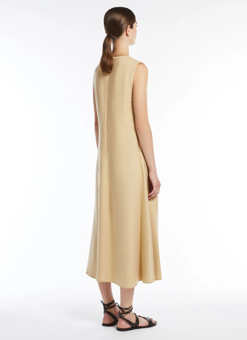 Egoista V Neck Viscose Linen Long Dress - Image 2