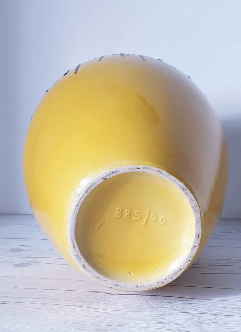 Emons & Sohne ES Keramik Black Fat Lava and Yellow Ceramic Statement Floor Vase, 1960s-70s - Image 3