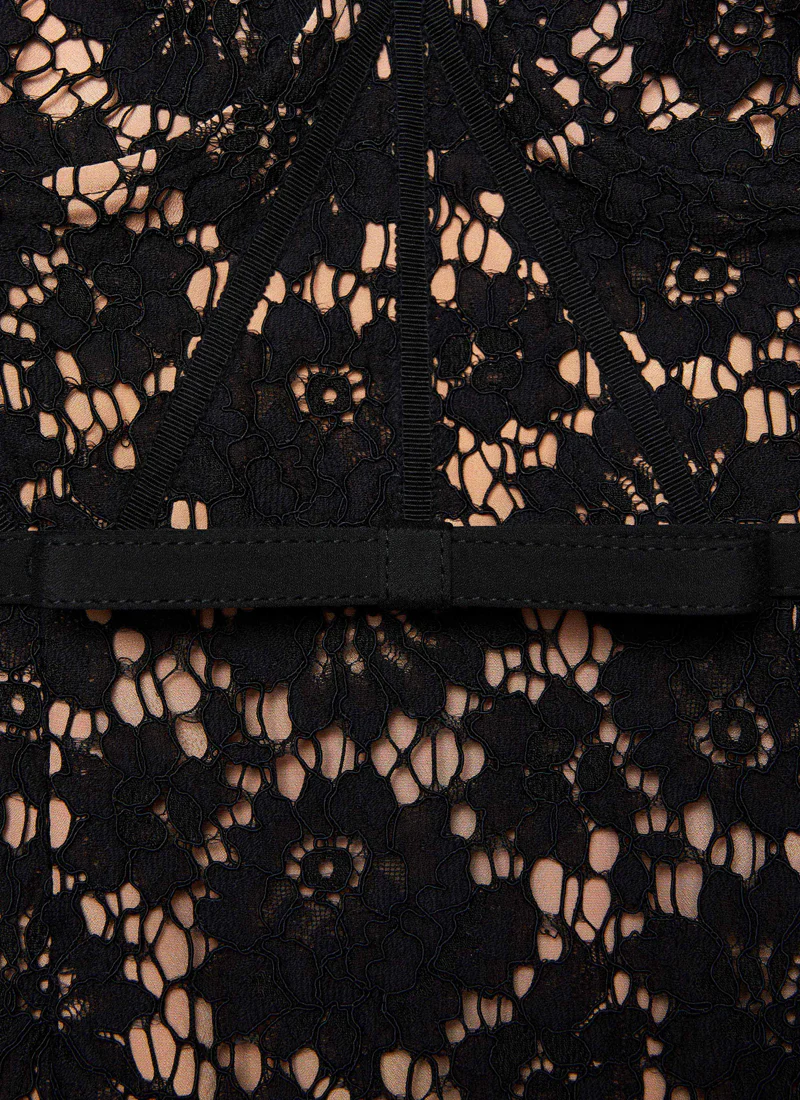 Fine Lace Belted Midi Dress - Image 5