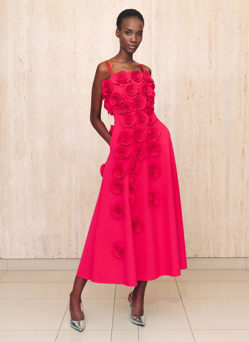 Ligornia Floral Applique Midi Dress - Image 4