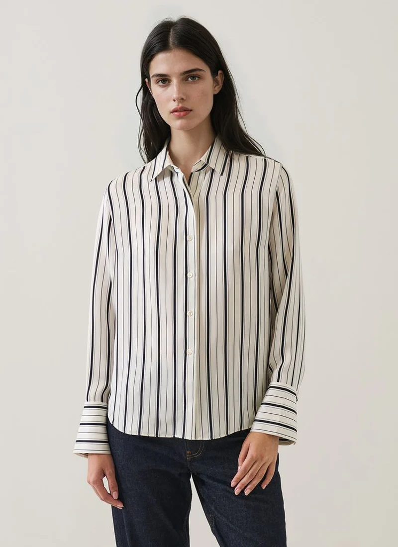 Long Sleeve Silk Satin Relaxed Shirt