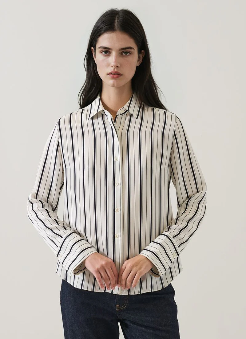 Long Sleeve Silk Satin Relaxed Shirt - Image 3