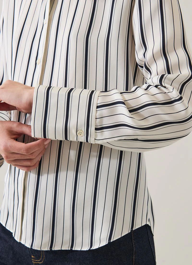Long Sleeve Silk Satin Relaxed Shirt - Image 4