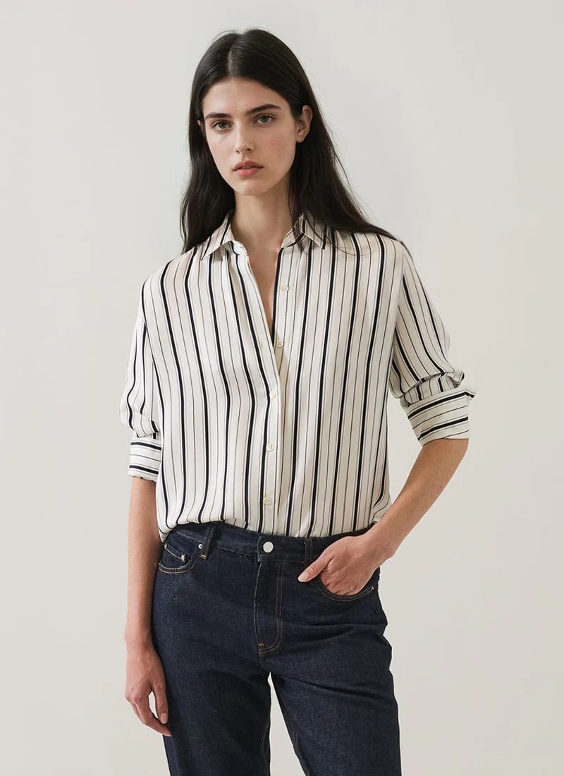 Long Sleeve Silk Satin Relaxed Shirt - Image 5