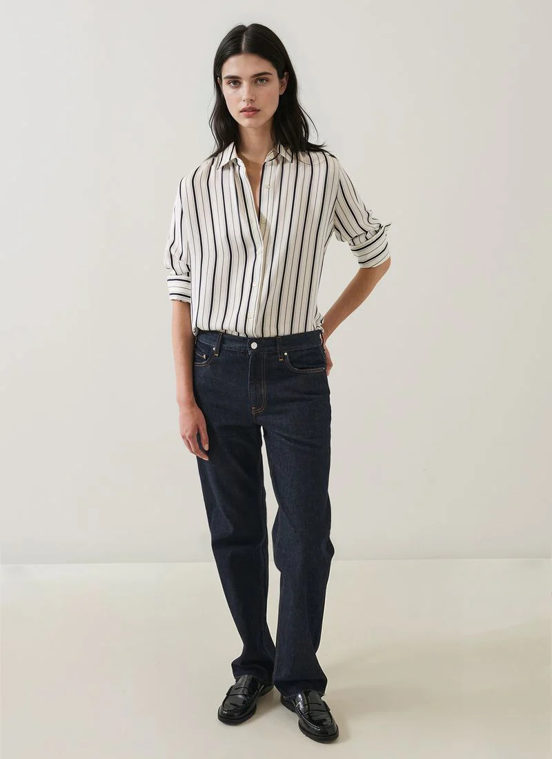 Long Sleeve Silk Satin Relaxed Shirt - Image 7