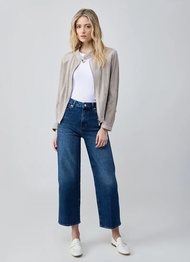 Perforated Suede Biker Jacket - Image 4