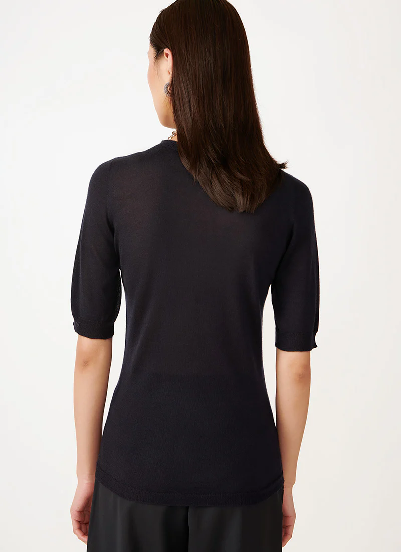 Short-Sleeve Cashmere Crewneck Sweater - Image 3