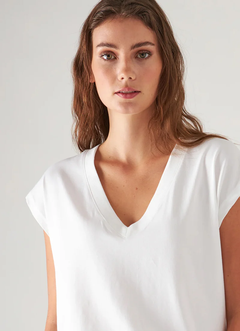 Short Sleeve Iconic V Neck Dolman Tee - Image 4