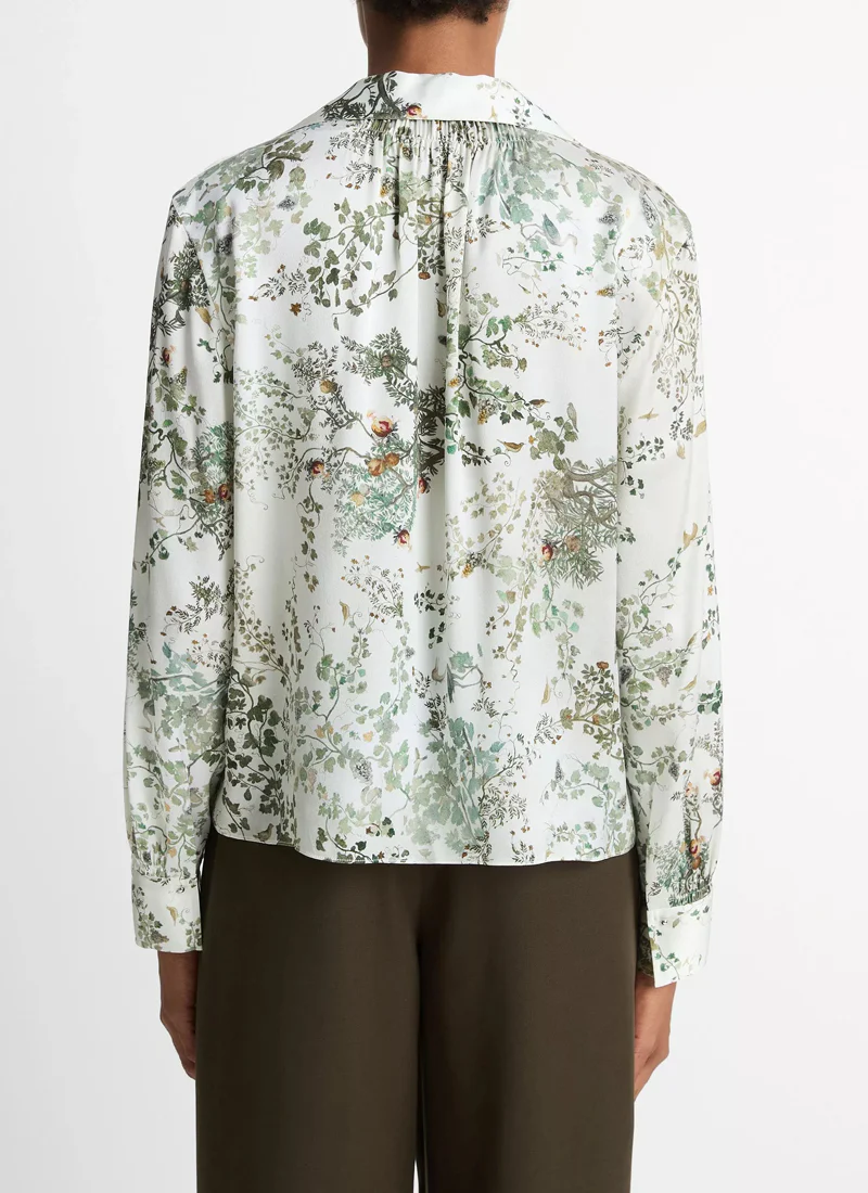 Smocked Grape Vine Long Sleeve White Blouse - Image 2