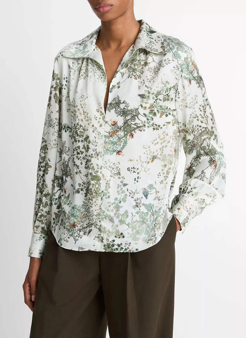 Smocked Grape Vine Long Sleeve White Blouse - Image 3