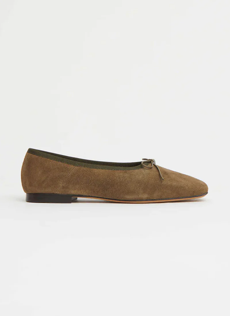 Square Toe Suede Ballerina Flat