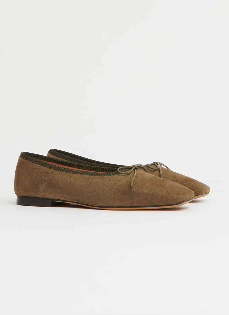 Square Toe Suede Ballerina Flat - Image 4