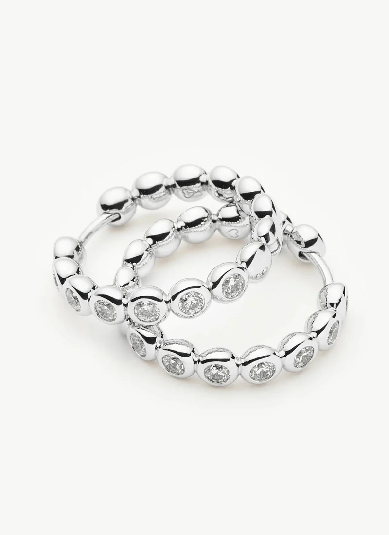 Tennis Medium Hoop Earrings Silver - Image 3
