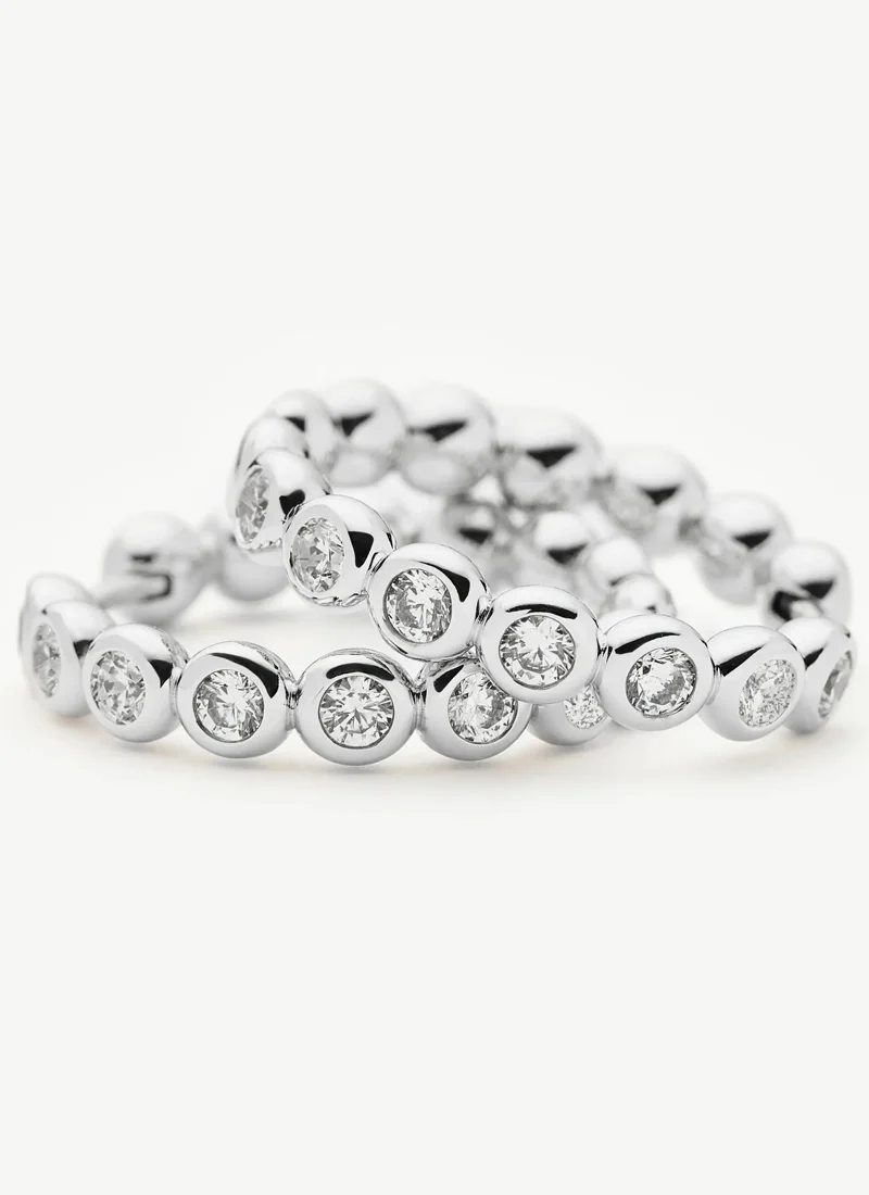 Tennis Medium Hoop Earrings Silver - Image 5