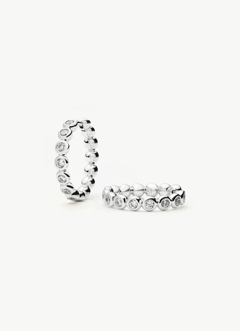Tennis Medium Hoop Earrings Silver - Image 6