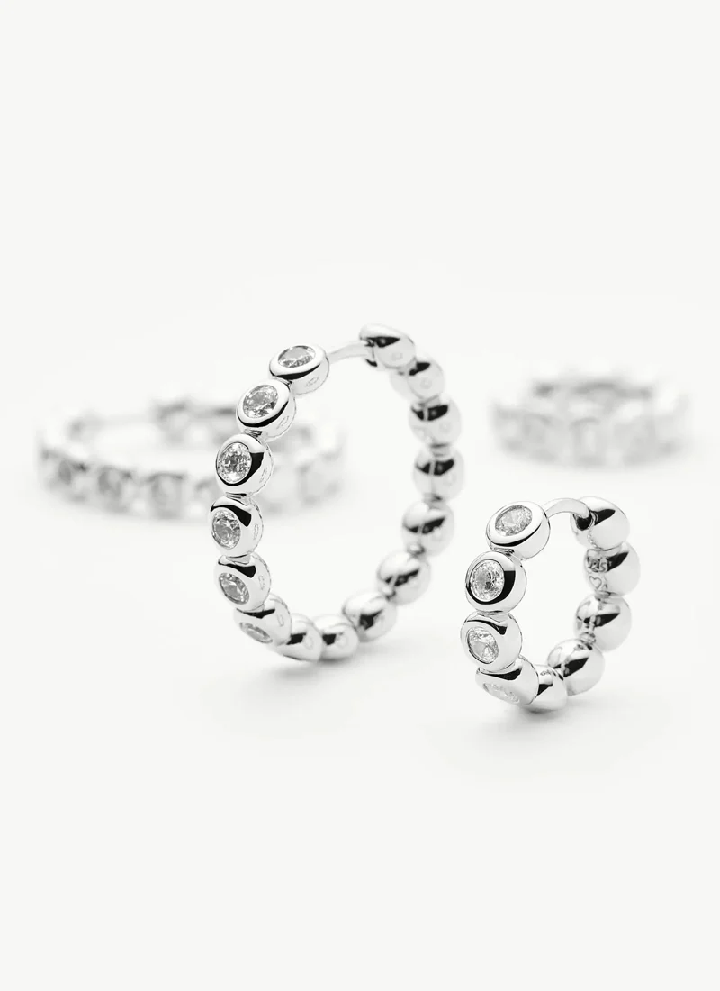 Tennis Medium Hoop Earrings Silver - Image 7