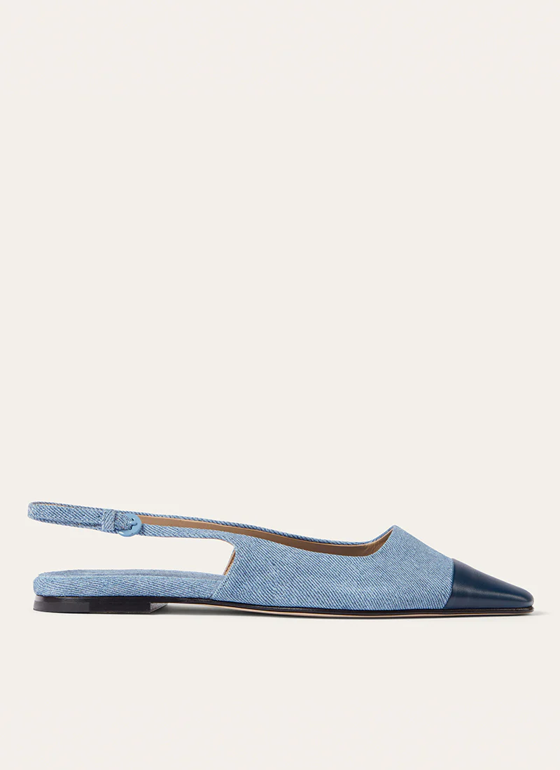 Tia Slingback With Top Cap Denim Flats