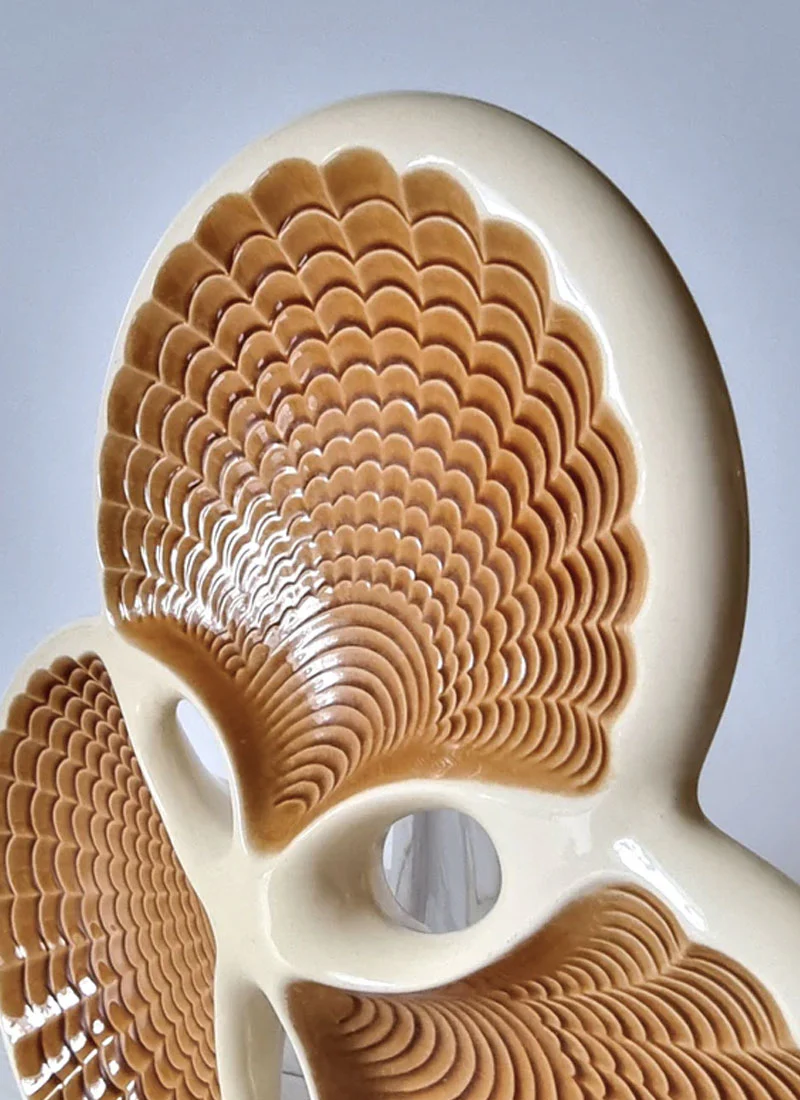 Verceram Ceramique Textured Modernist Tri-Section Clam Dish, 1950s - Image 3