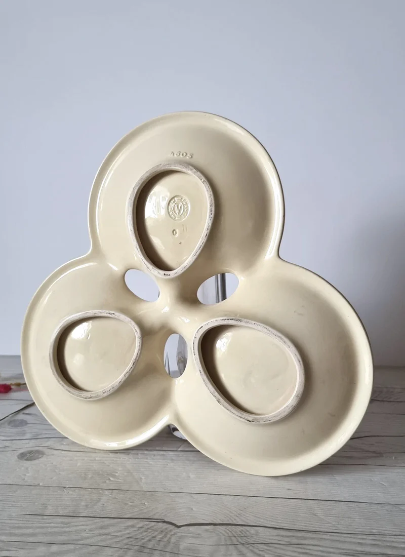 Verceram Ceramique Textured Modernist Tri-Section Clam Dish, 1950s - Image 5