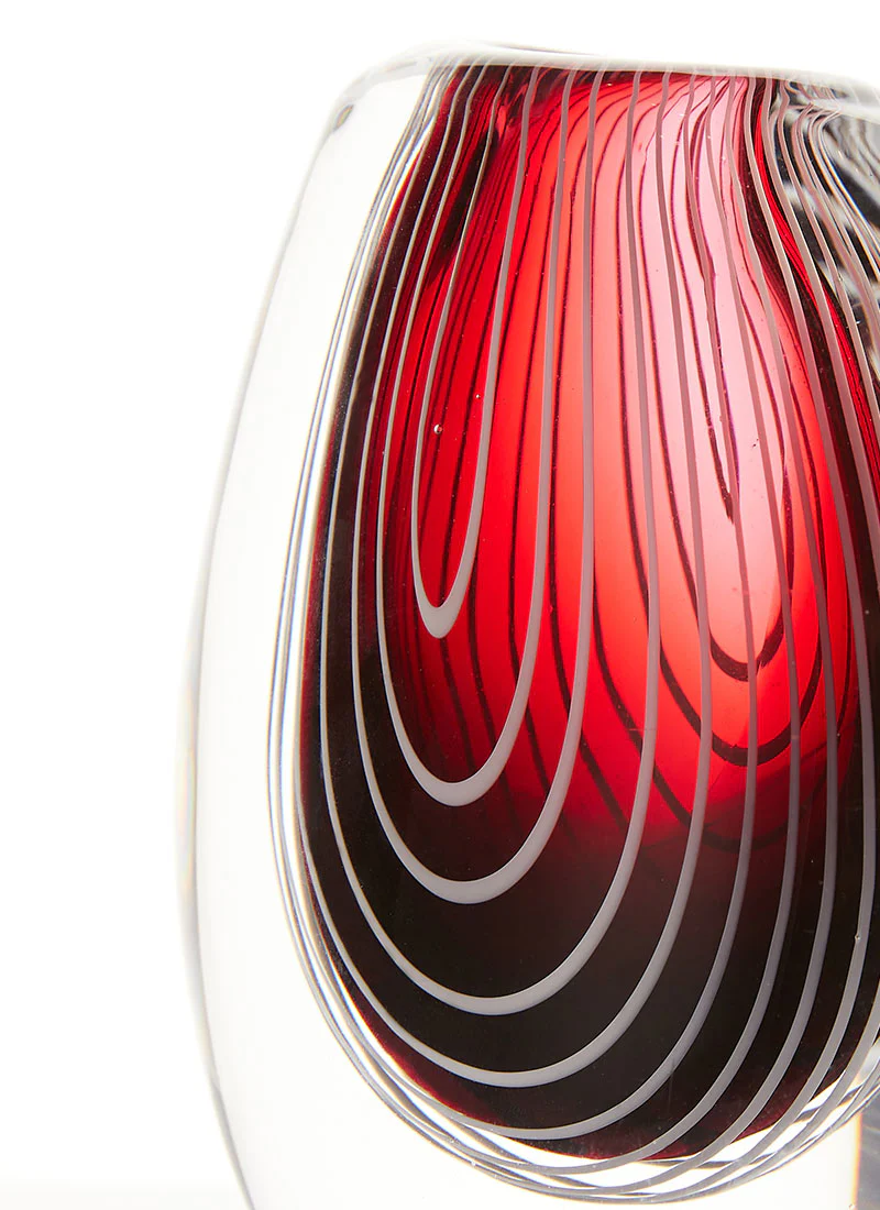 Vicke Lindstrand Modernist Red and White Stripe Sommerso Vase, 1950s - Image 3