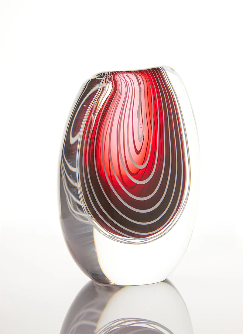 Vicke Lindstrand Modernist Red and White Stripe Sommerso Vase, 1950s - Image 4