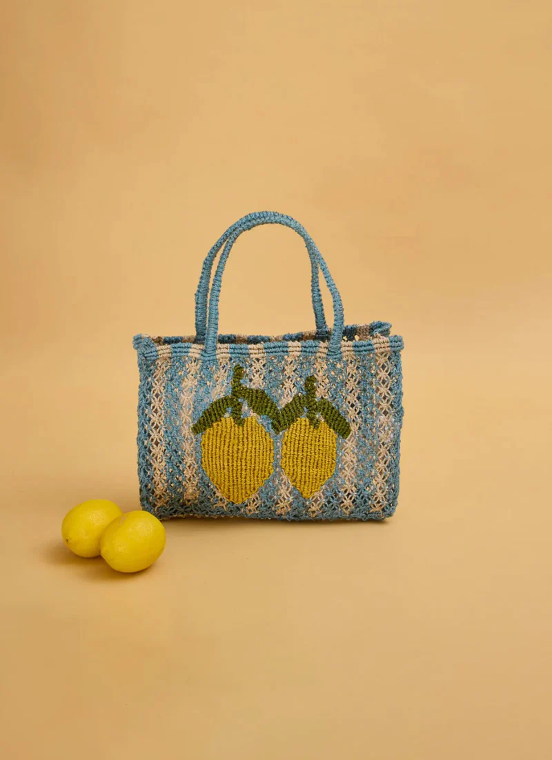 Tracy Stripe 2 Lemons Tote Bag - Image 4