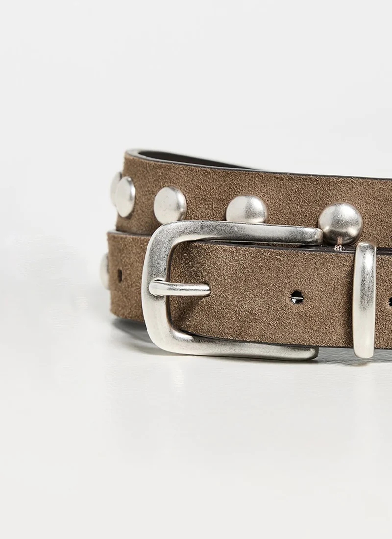 Collette Slim Studded Suede Belt - Image 3