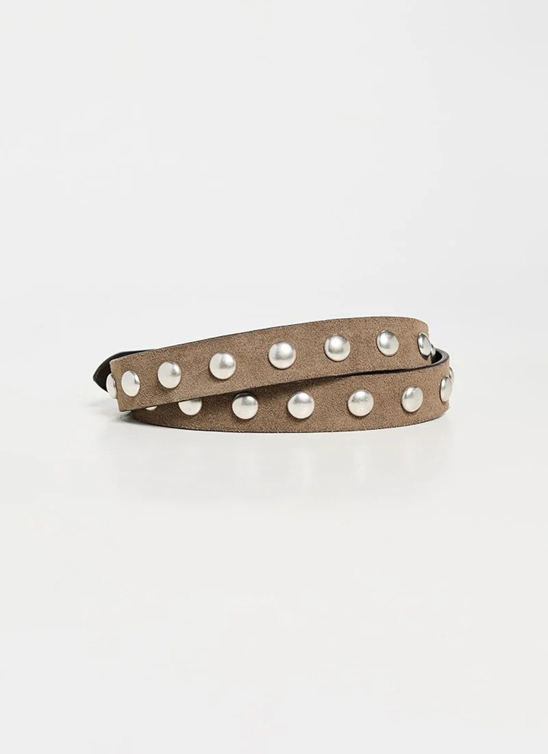 Collette Slim Studded Suede Belt - Image 4