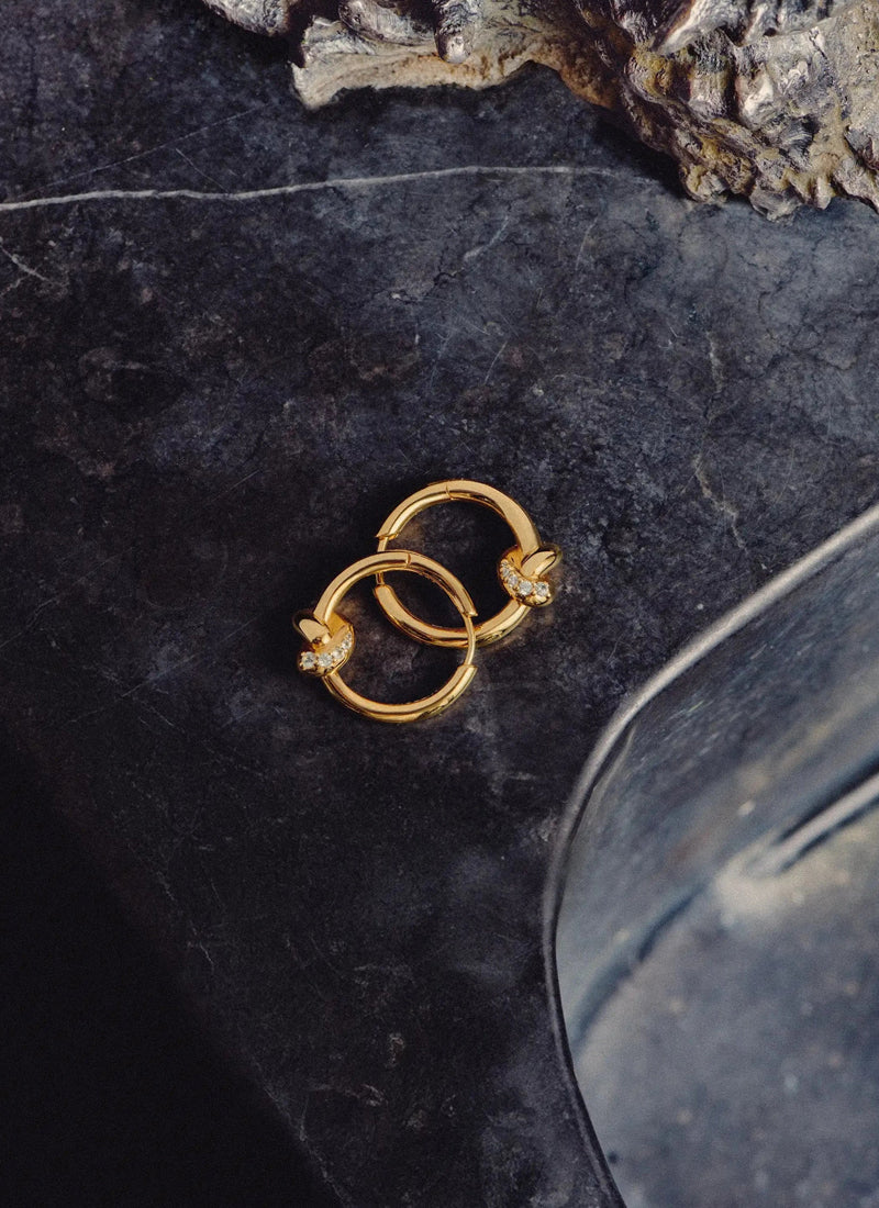 Lucy Williams Pave Knot Small Hoop Earrings - Image 4