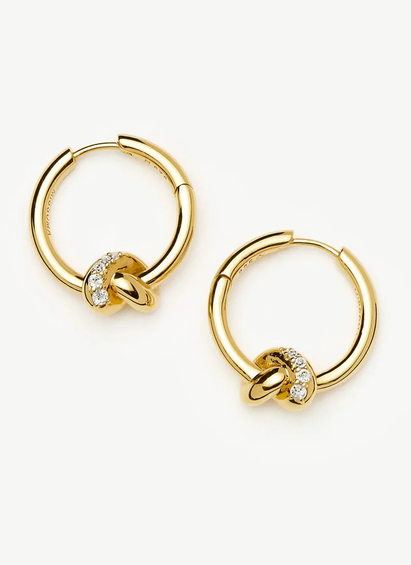 Lucy Williams Pave Knot Small Hoop Earrings - Image 5