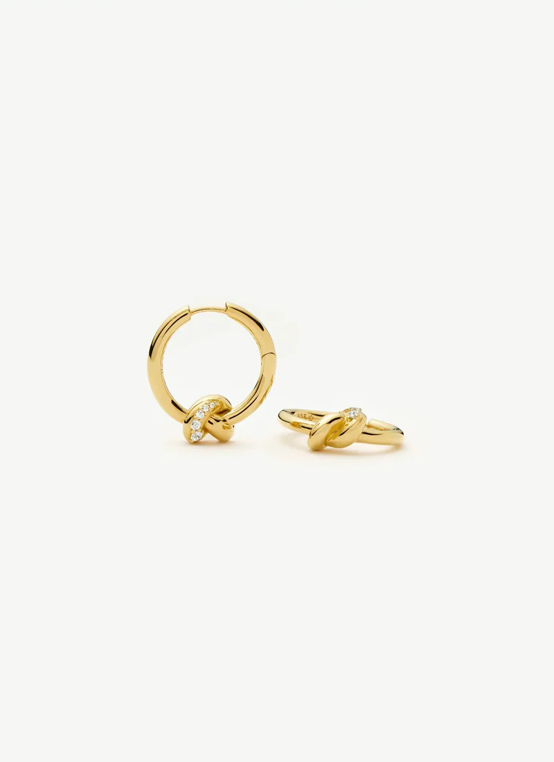 Lucy Williams Pave Knot Small Hoop Earrings - Image 7