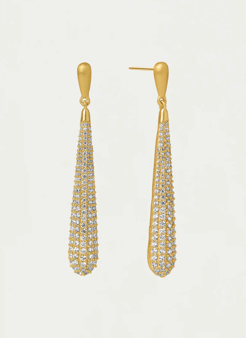 Margaux Pave Long Drop Earrings - Image 3