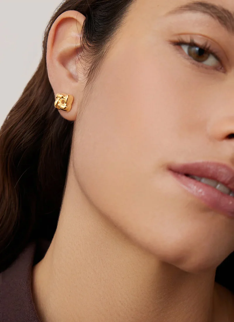 Mini Woven Square Earrings - Image 2