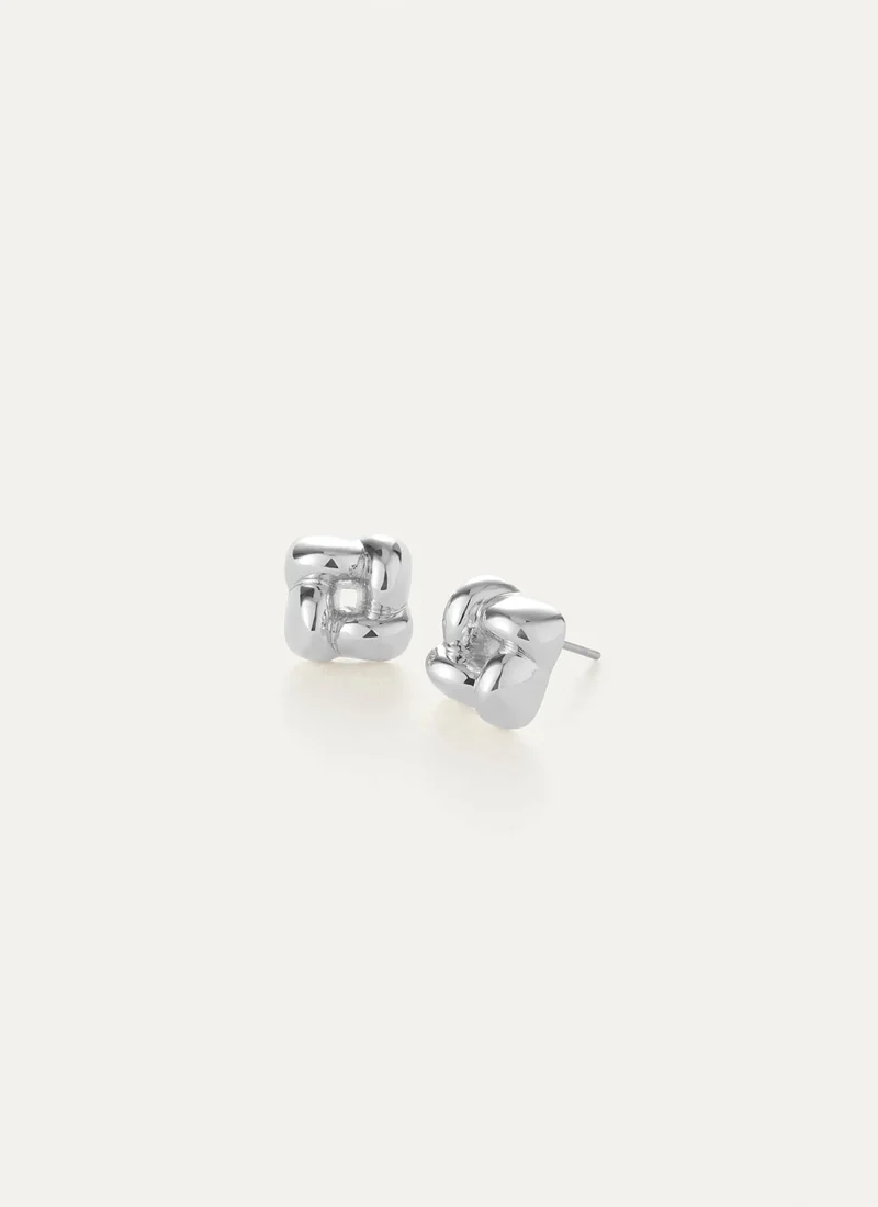 Mini Woven Square Earrings - Image 3