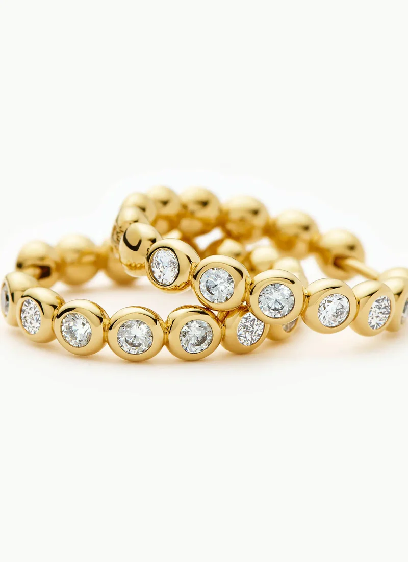 Tennis Medium Hoop Earrings Gold - Image 7