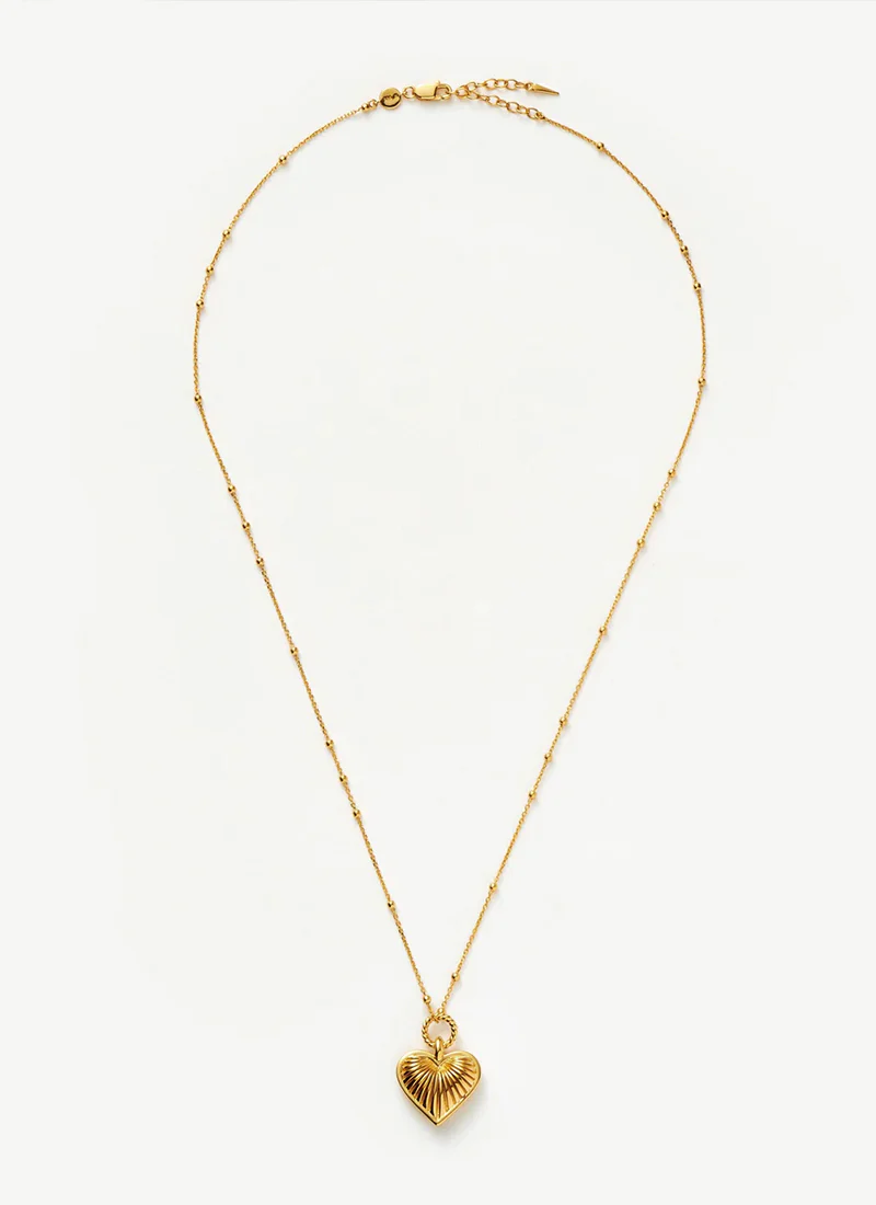 Ridge Heart Charm Pendant Necklace - Image 5